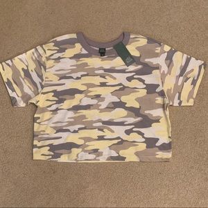 NWT yellow and gray camo top